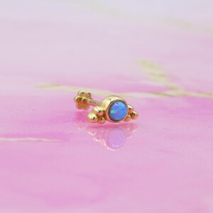 14K Solid Gold CZ Blue Wing Flat Back Earring | Real Gold Azure Angel Conch Earring, Helix & Tragus Piercing, Cartilage, Ear Piercing, Studs