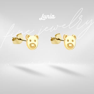 Teddy Bear Earrings 14K Gold stone earrings Minimal earrings Cartilage Earring Studs Lobe Animal Earrings Tiny Simple Minimalist Jewelry