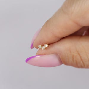 14K Solid Gold Stellar Linie CZ Flat Back Ohrringe Tragus Knorpel Helix Lobe Ohrring Stecker Geometrische Piercing Threadless Schmuck Geometrische