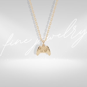 14K Solid Gold Game Controller Necklace Dainty Silver Tiny Minimalist Unique