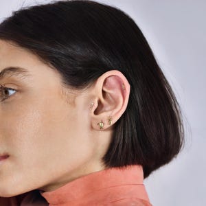 14K Solid Gold Snake Flat Back Earring | Real Gold Serpent Conch Earring, Helix & Tragus Piercing, Cartilage, Ear Piercing, Flat Back Studs