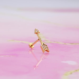 14K Solid Gold Arrows Flat Back Earring | Real Gold Darts Conch Earring, Helix & Tragus Piercing, Cartilage, Ear Piercing, Flat Back Studs