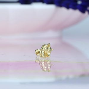 14K Solid Gold Wolf Head Flatback Ear Piercing Stud Earring Helix Stud Tragus Piercing Tiny Screw Flat Back Earring