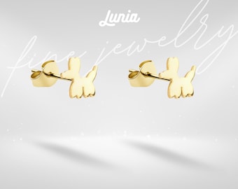 Pendientes de oro de 14 quilates con forma de globo y piedra de perro para cartílago, minimalistas, de plata.