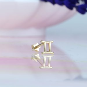 14K Solid Gold Pi Flat Back Earring | Real Gold Mathematics Conch Earring, Helix & Tragus Piercing, Cartilage, Ear Piercing, Flat Back Studs