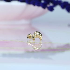 14K Solid Gold Croissant Flat Back Earring | Real Gold Pastry Conch Earring, Helix Tragus Piercing, Cartilage, Ear Piercing, Flat Back Studs