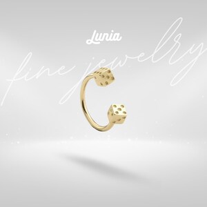14K Massiv Gold Würfel Hoop Ohrring Backgammon Nase Knorpel Conch Nase nach vorne winzige Helix Daith Ohr Piercing fadenlos echt Minimalist