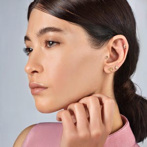 14K Solid Gold Pharaoh Flat Back Earring | Real Gold Ancient Egypt Conch Earring, Helix & Tragus Piercing, Cartilage, Ear Piercing, Studs