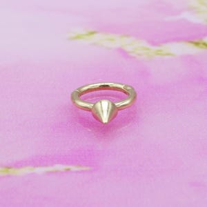 14K Solid Gold Cone Stone Hoop Earring | Arrowhead Hoop ear piercing, septum jewelry, cartilage, rook piercing, septum ring piercing, helix