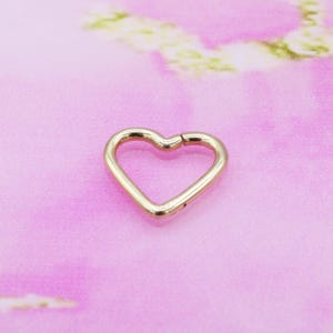 14K Solid Gold Herz Hoop Ohrring Septum Conch Ohr Piercing Romantische Ohrringe Daith Nase vorne winzige fadenlose Alltags Schmuck einfach