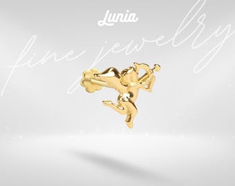 14K Gold Angel Love Flatback Ear Piercing Earring Studs Tragus Lobe Everyday Threadless Jewelry