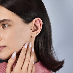 14K Solid Gold CZ Rabbit Flat Back Earring | Real Gold Bunny Conch Earring, Helix Tragus Piercing, Cartilage, Ear Piercing, Flat Back Studs