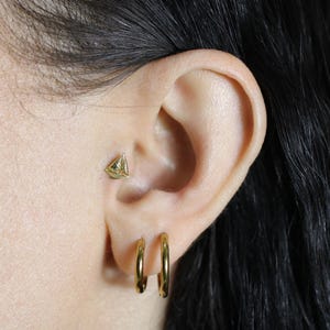 14K massief gouden zeilboot platte achterkant oorbellen oceaan oorbellen kraakbeen oor piercing helix tragus kwab oorbel studs Threadless minimalistische klein