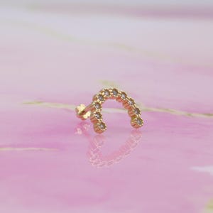 14K Solid Gold Horseshoe CZ Flat Back Earrings Cartilage Lucky Earrings Tiny Earring Studs Tragus Helix Ear Piercing Minimalist Jewelry