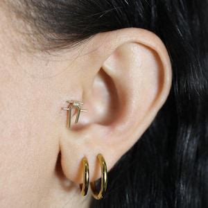 14K Solid Gold Wire Knot Flat Back Earrings Tragus Raw Piercing Lobe Knot Earrings Earring Studs Helix Cartilage Real Minimalist Everyday