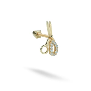 14K Solid Gold Scissors Flatback Ear Piercing Stud Earring Helix Stud Tragus Piercing Tiny Screw Flat Back Earring