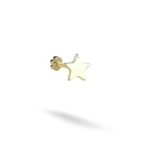 14K Solid Gold Star Flat Back Earring | Real Gold Celestial Conch Earring, Helix & Tragus Piercing, Cartilage, Ear Piercing, Flat Back Studs