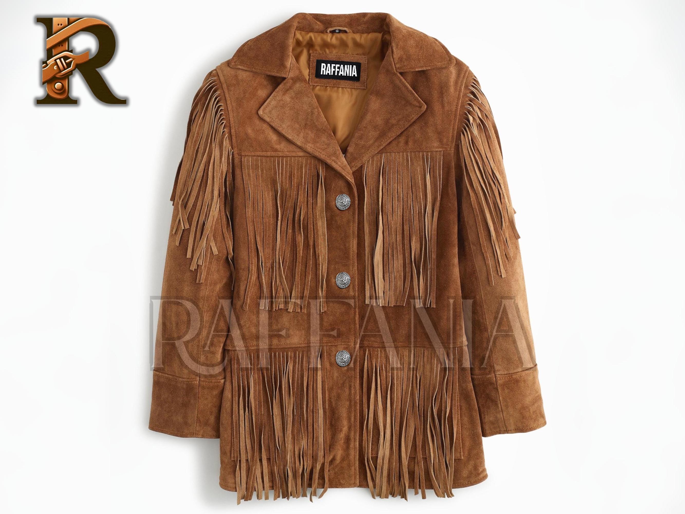 Tan Brown Suede Leather Jacket for Women with Fringes – Western Boho Cowgirl Style, Vintage Fringe Coat, Festival Outfit, Retro Fall Fashion