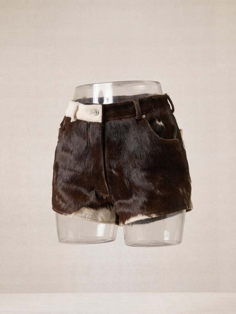 Women's Hair-On Cowhide Leather Shorts | Genuine Leather Western Rodeo Shorts | Handmade Cowboy Festival Shorts