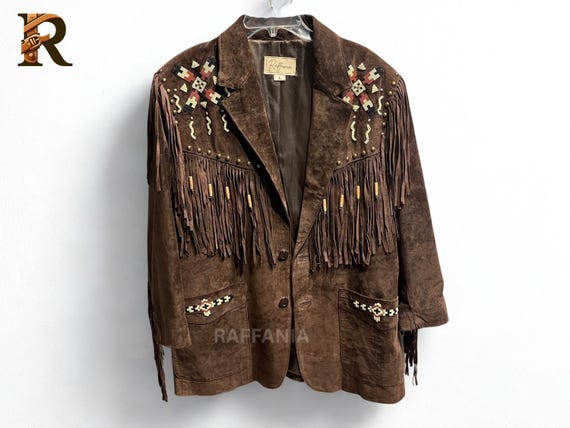 Women’s Western Brown Suede Leather Jacket | Genuine Cowhide Leather Beaded Jacket | Boho Festival Wear | Vintage Cowgirl Native Jacket