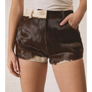 Women's Hair-On Cowhide Leather Shorts | Genuine Leather Western Rodeo Shorts | Handmade Cowboy Festival Shorts