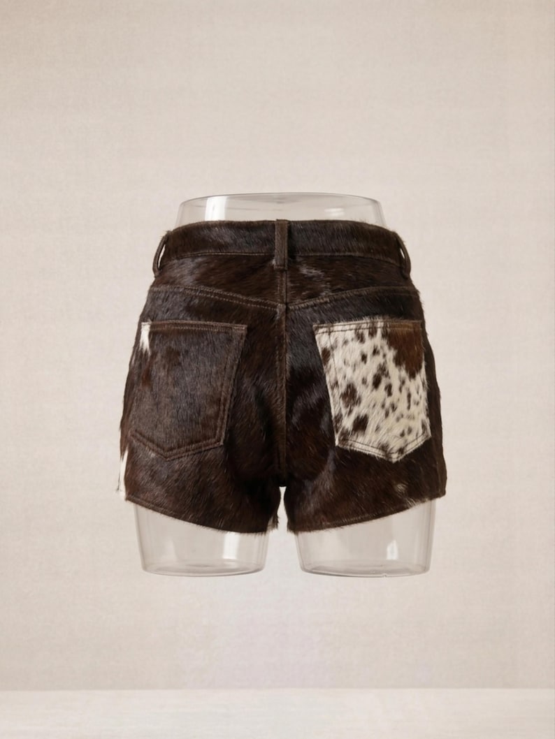 Women's Hair-On Cowhide Leather Shorts | Genuine Leather Western Rodeo Shorts | Handmade Cowboy Festival Shorts