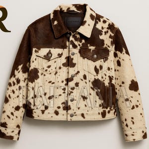 Cow Print Leather Jacket for Women | Real Cowskin Hair-On-Hide Biker Coat | Western Rodeo Cowgirl Jacket | Custom Handmade Leather Gift
