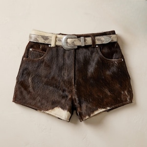 Women's Hair-On Cowhide Leather Shorts | Genuine Leather Western Rodeo Shorts | Handmade Cowboy Festival Shorts