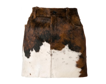 Real Cowhide Hair On Hide Leather Mini Skirt | Handmade Western Cowgirl Skirt | Genuine Ranch Outfit | Rodeo Festival Fashion