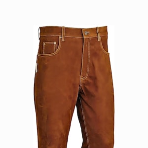 Pantaloni da uomo in pregiata pelle nabuk / Morbidi e flessibili al tatto / Texture vellutata / Eleganti e comodi