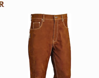 Men’s Premium Nubuck Leather Pants | Soft Supple Feel | Velvety Texture | Stylish & Comfortable Bottoms
