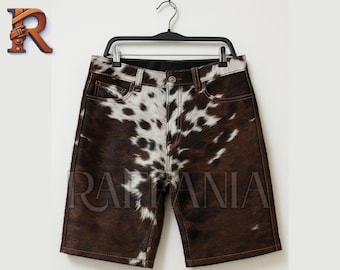 Handmade Natural Cowhide Leather Shorts | Handmade Hair on Hide Leather Shorts for Men and Women | Western Stylish Shorts Gift for Him/ Her