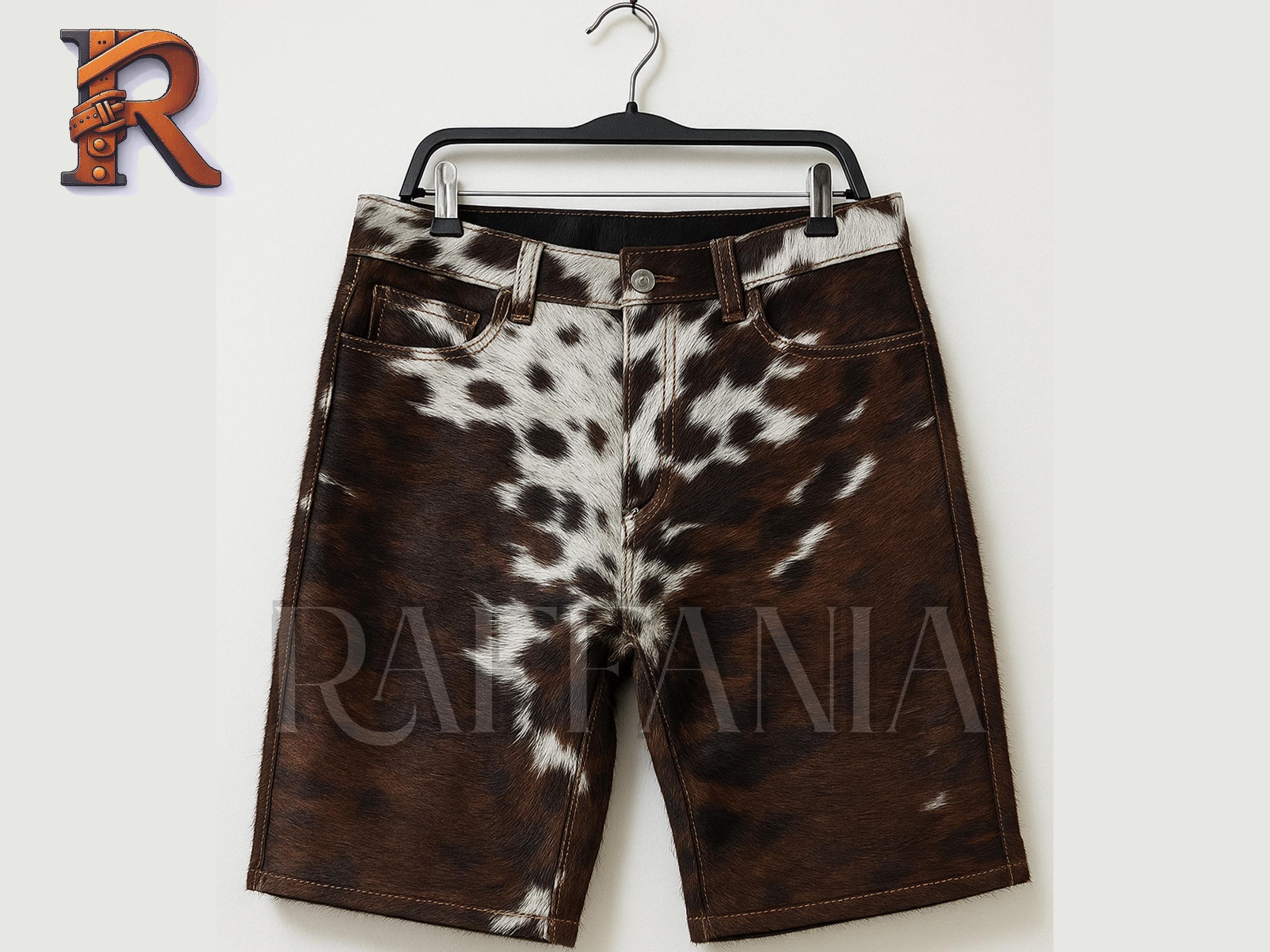 Handmade Cowhide Leather Shorts: Hair-on-Hide Western Style