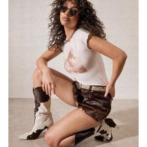 Women's Hair-On Cowhide Leather Shorts | Genuine Leather Western Rodeo Shorts | Handmade Cowboy Festival Shorts