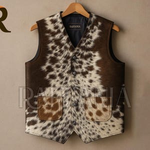 Handgefertigte Rindslederweste im Western Cowboy Biker Stil