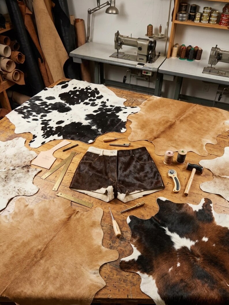 Women's Hair-On Cowhide Leather Shorts | Genuine Leather Western Rodeo Shorts | Handmade Cowboy Festival Shorts