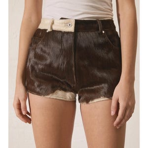 Women's Hair-On Cowhide Leather Shorts | Genuine Leather Western Rodeo Shorts | Handmade Cowboy Festival Shorts