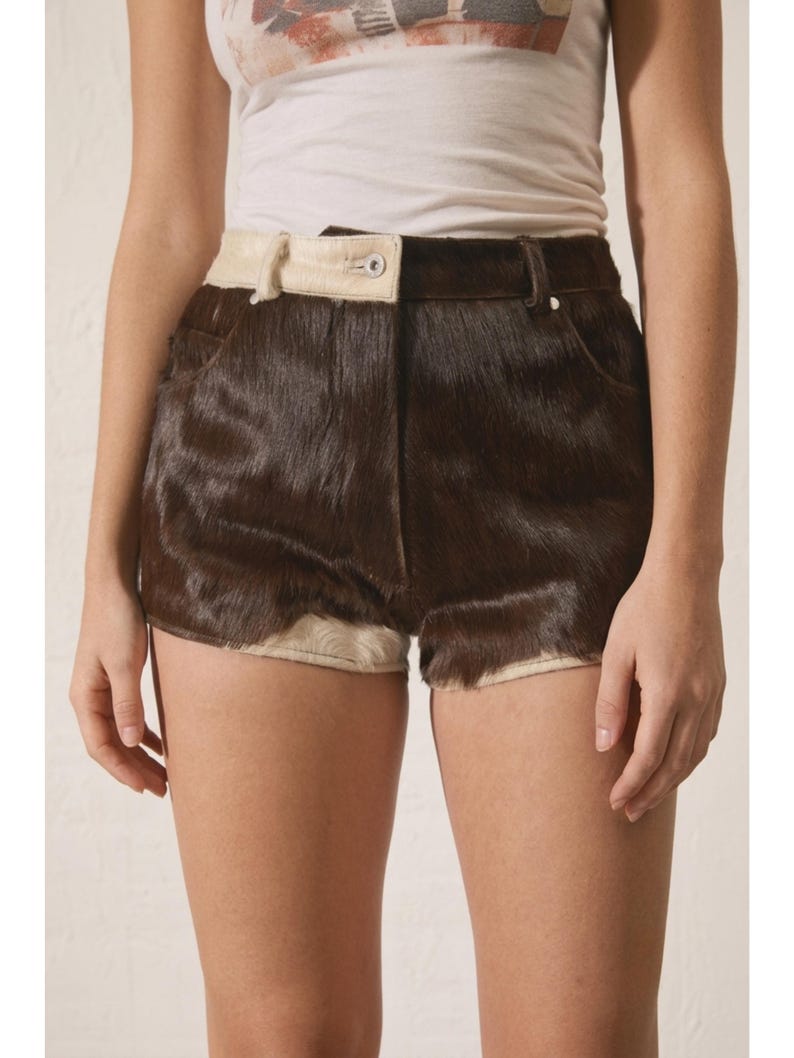 Women's Hair-On Cowhide Leather Shorts | Genuine Leather Western Rodeo Shorts | Handmade Cowboy Festival Shorts