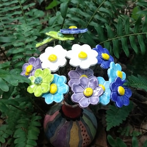 Ceramic Daisy Flower: Handmade Clay Garden Plant Accessory