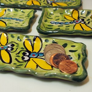 Handmade Dragonfly Pottery Dish: Majolica Ceramic Spoon Rest image 3