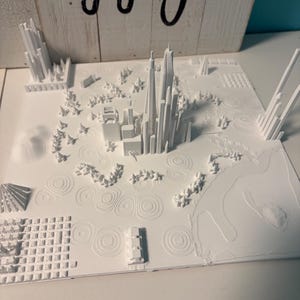 Modelo topográfico 3D da paisagem urbana – Decoração de mesa para amantes da cidade