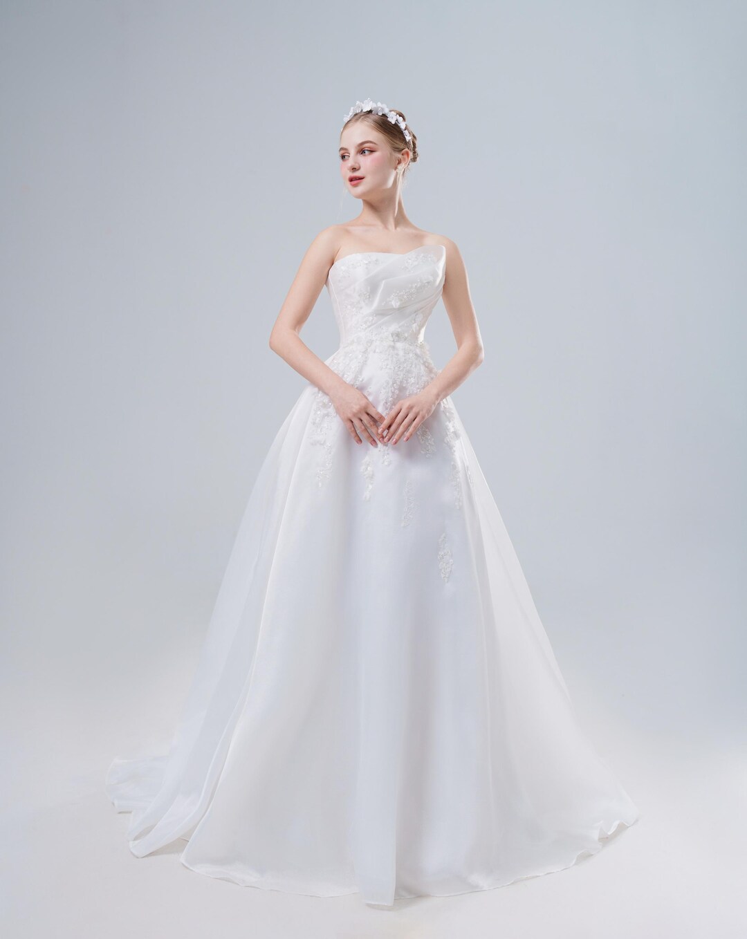 Timeless A-line Wedding Dress, Organza Bridal Gown, Classic Wedding ...