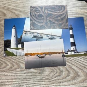 Set of 10 Coastal Postcards with Envelopes – Nautical Photography | Lighthouses, Sailboats & Marina Scenes