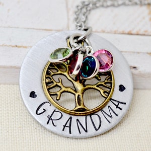 Grandma Necklace, Family Tree Necklace, Christmas Gift, Mommy Jewelry, Nana Necklace, Family Necklace, Birthstone Necklace, Gift for Granny