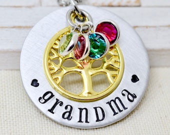 Grandmother Necklace, Birthstone Family Tree Necklace For Grandma, Gift For Nana, Necklace For Grandma, Grandma Necklace, Gift for Grandma