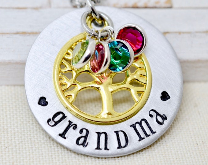 Grandmother Necklace, Birthstone Family Tree Necklace For Grandma, Gift For Nana, Necklace For Grandma, Grandma Necklace, Gift for Grandma