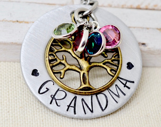 Grandma Necklace, Family Tree Necklace, Christmas Gift, Mommy Jewelry, Nana Necklace, Family Necklace, Birthstone Necklace, Gift for Granny