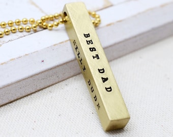 Father's Day Gift for Dad, Personalized Vertical Bar Necklace, Gift from Kids for Father's Day, Best Dad Custom Necklace, Gift for Grandpa