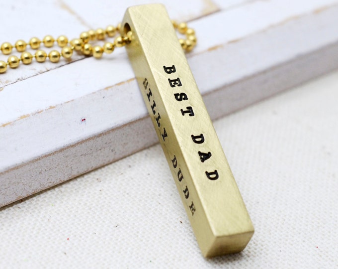 Father's Day Gift for Dad, Personalized Vertical Bar Necklace, Gift from Kids for Father's Day, Best Dad Custom Necklace, Gift for Grandpa