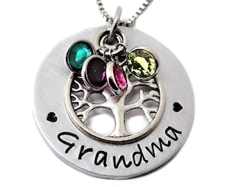 Muttertag Halskette für Oma, Muttertagsgeschenk für Oma, Großmütter Geburtsstein Halskette, Stammbaum Halskette, personalisiertes Geschenk